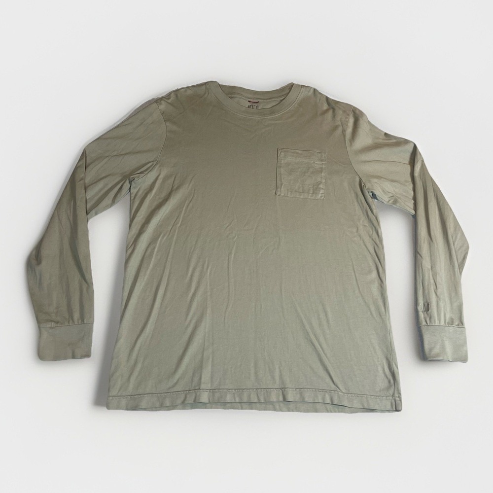 TOPO Designs‎ Mens L Long Sleeve Crew Neck Pocket Tee Shirt Casual Gray
